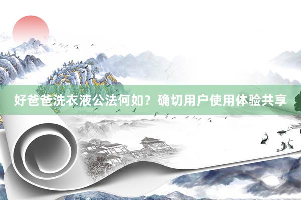 好爸爸洗衣液公法何如？确切用户使用体验共享